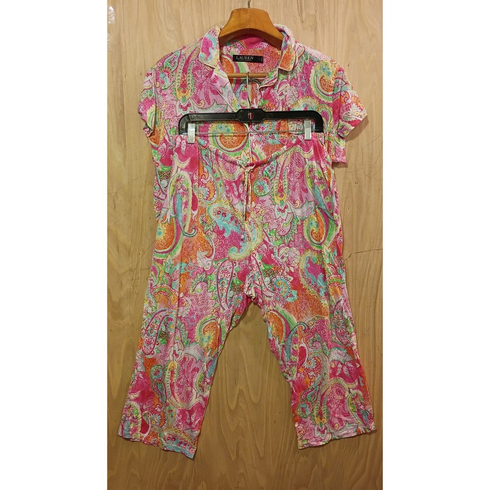 Lauren Ralph Lauren Paisley Pajama Set Size L. Cozymid century & Y2K Aesthetic